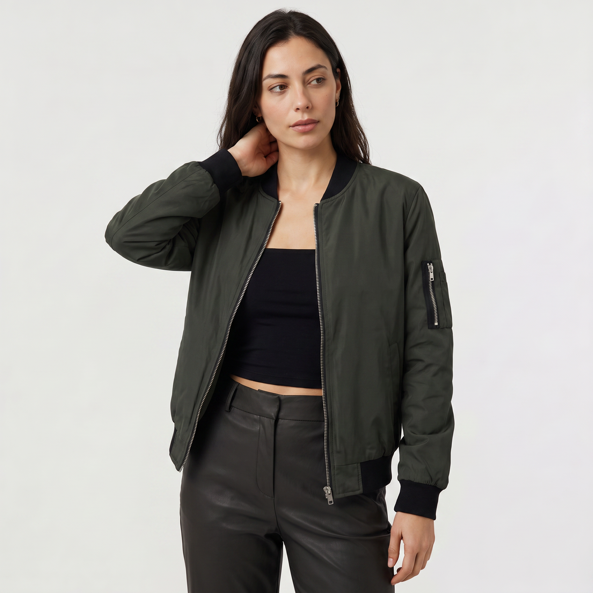 Contrast Trim Bomber Jacket