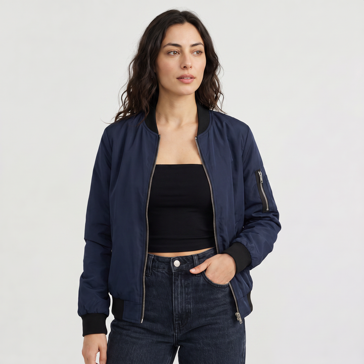Contrast Trim Bomber Jacket