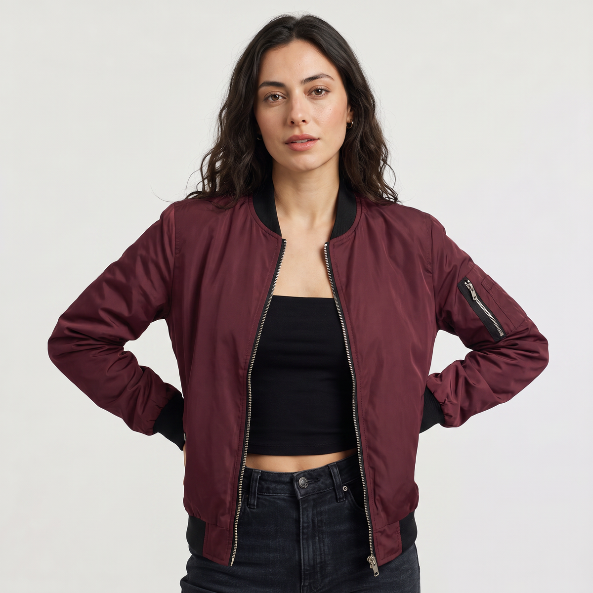 Contrast Trim Bomber Jacket
