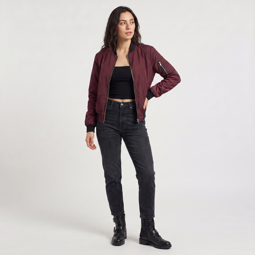 Contrast Trim Bomber Jacket