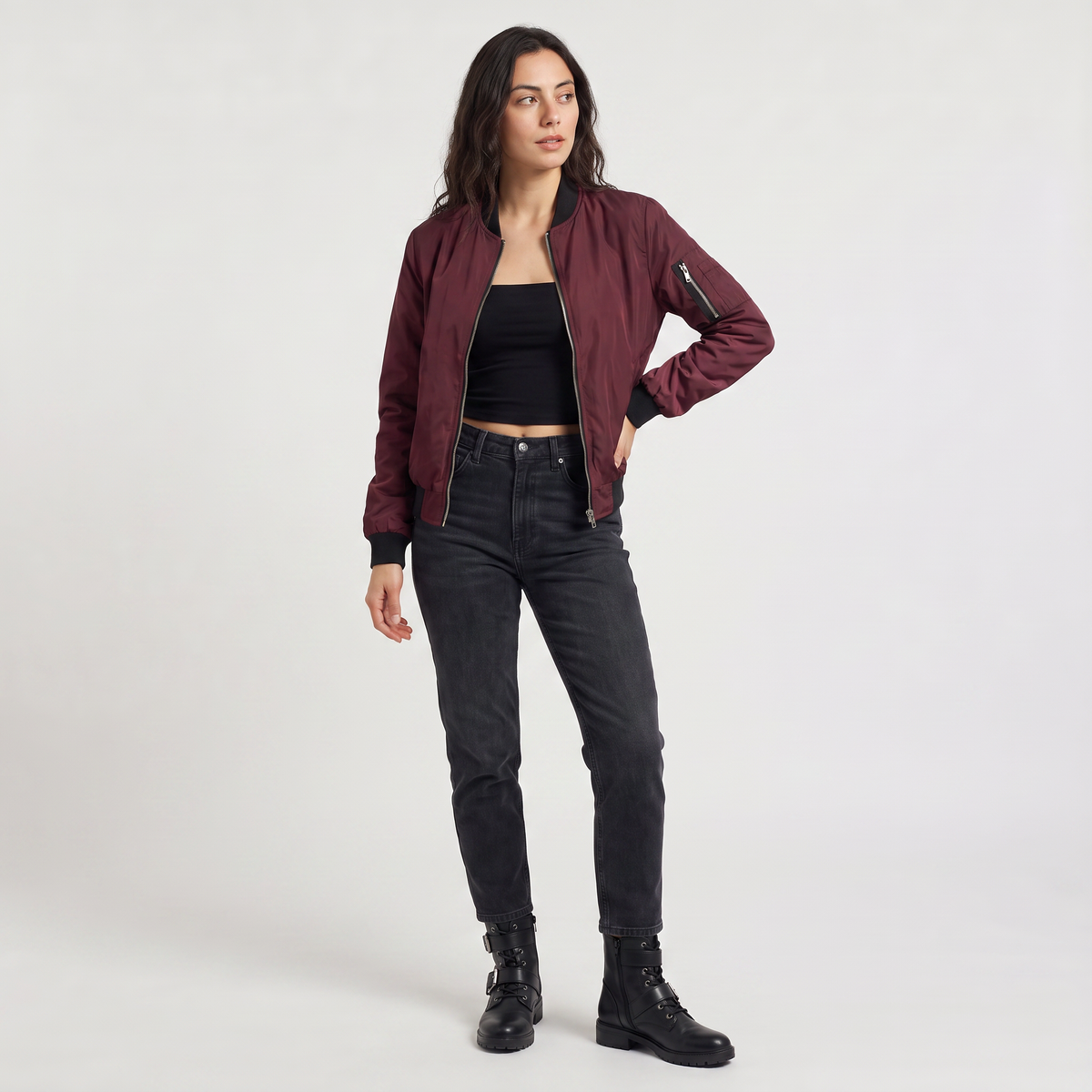 Contrast Trim Bomber Jacket