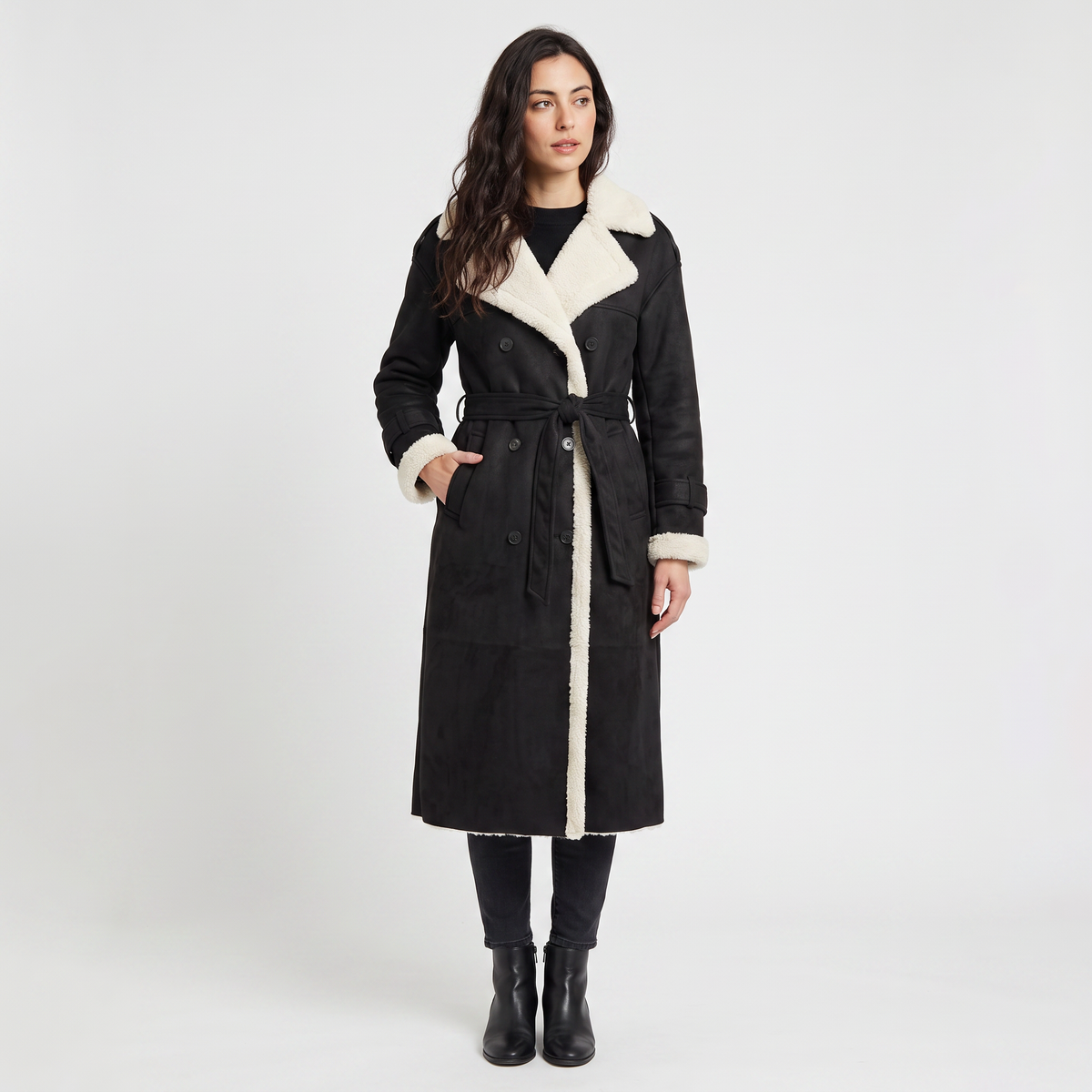 Longline Borg-Lined Aviator Coat