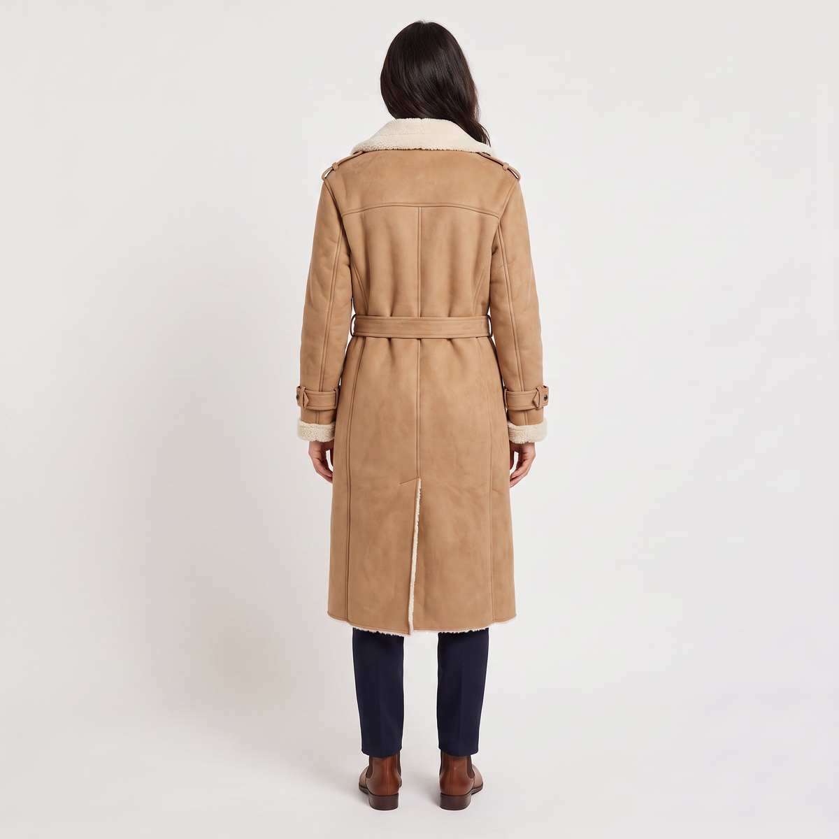 Longline Borg-Lined Aviator Coat