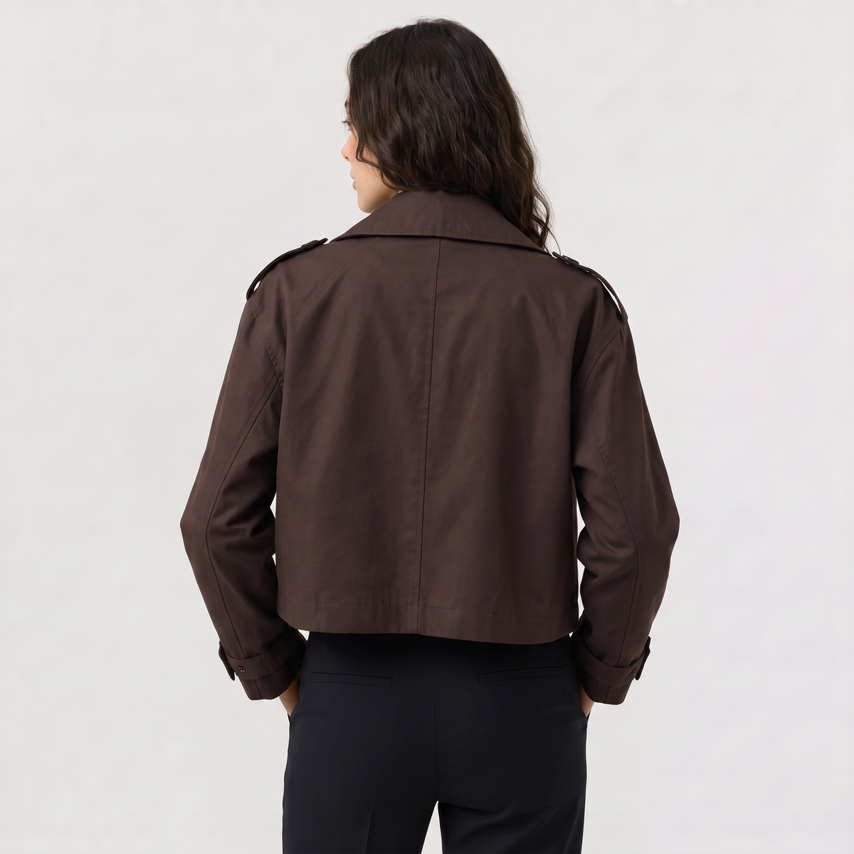 Cropped Double-Breasted Trench Coat