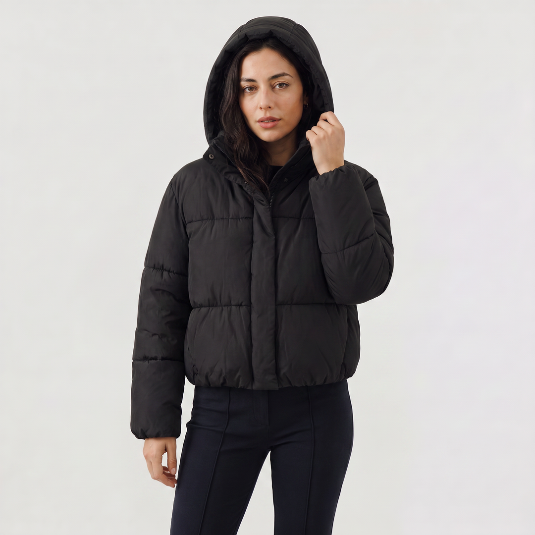 Cropped Hooded Puffer Jacket