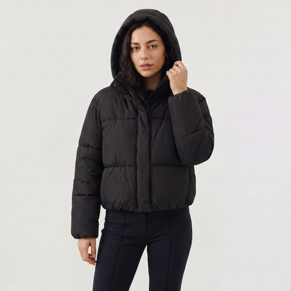 Cropped Hooded Puffer Jacket