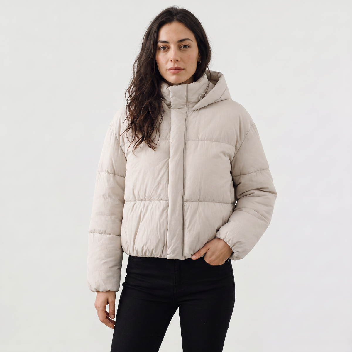 Cropped Hooded Puffer Jacket