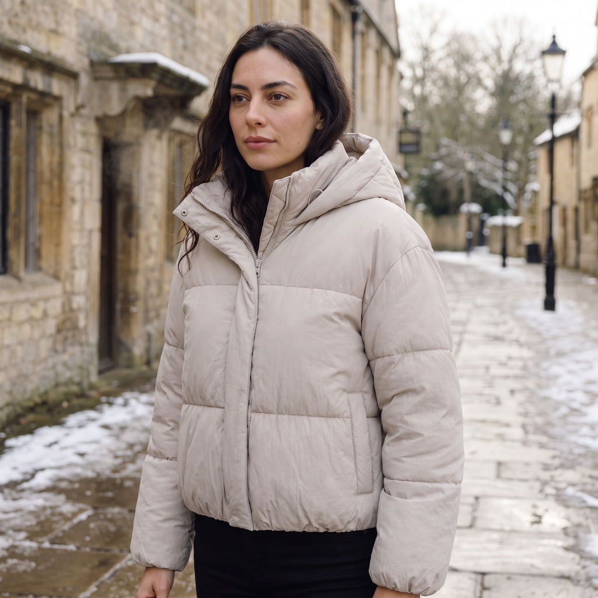 Cropped Hooded Puffer Jacket