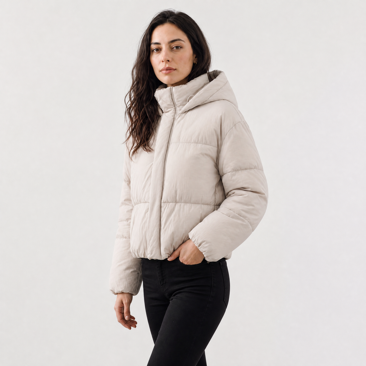Cropped Hooded Puffer Jacket