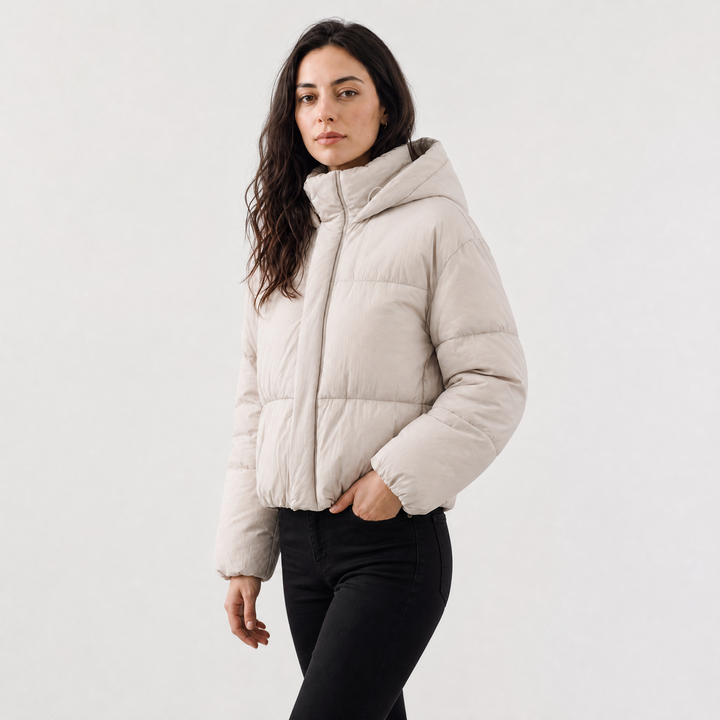 Cropped Hooded Puffer Jacket