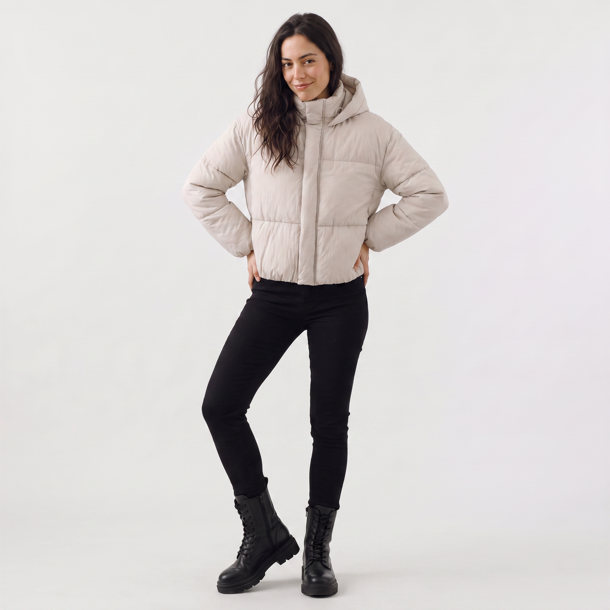 Cropped Hooded Puffer Jacket