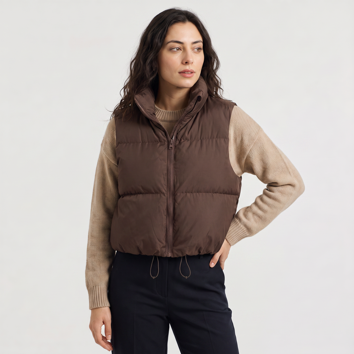 Cropped Quilted Puffer Gilet