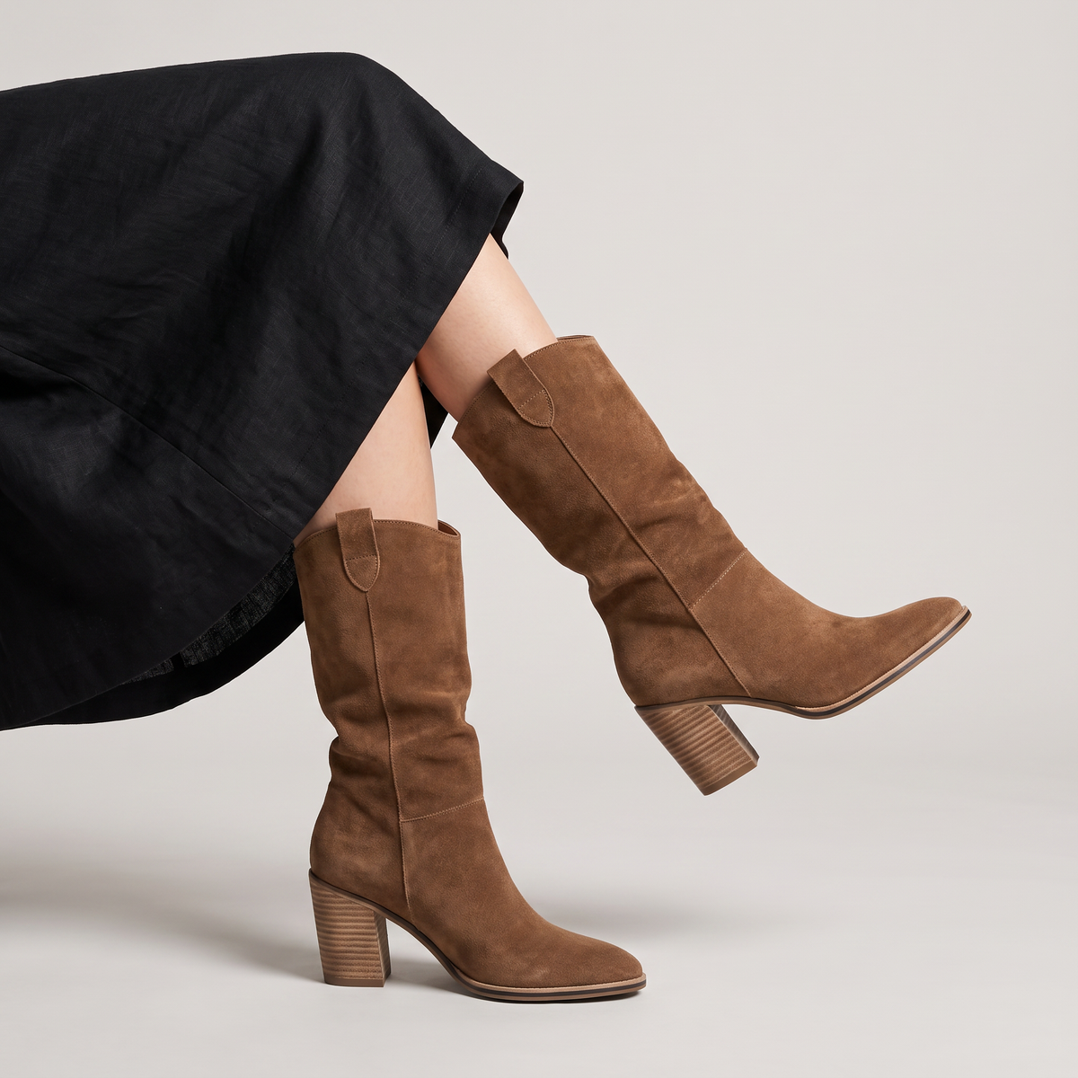 Knee-High Cushioned Leather Boots