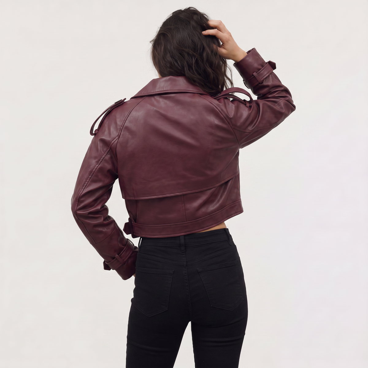 Cropped Belted Double-Breasted Trench Coat