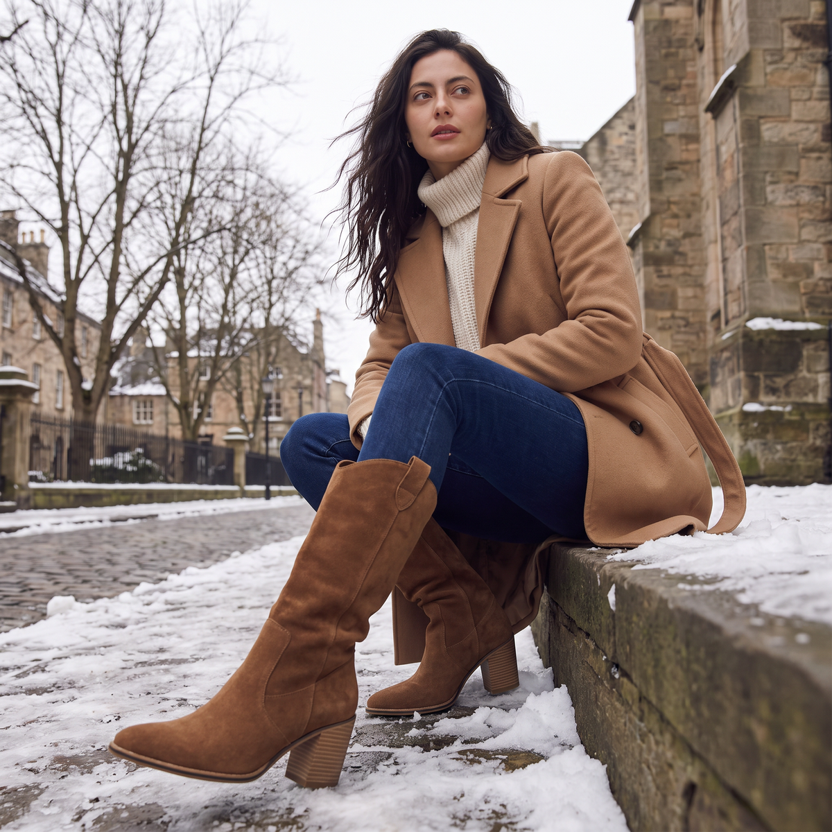 Knee-High Cushioned Leather Boots