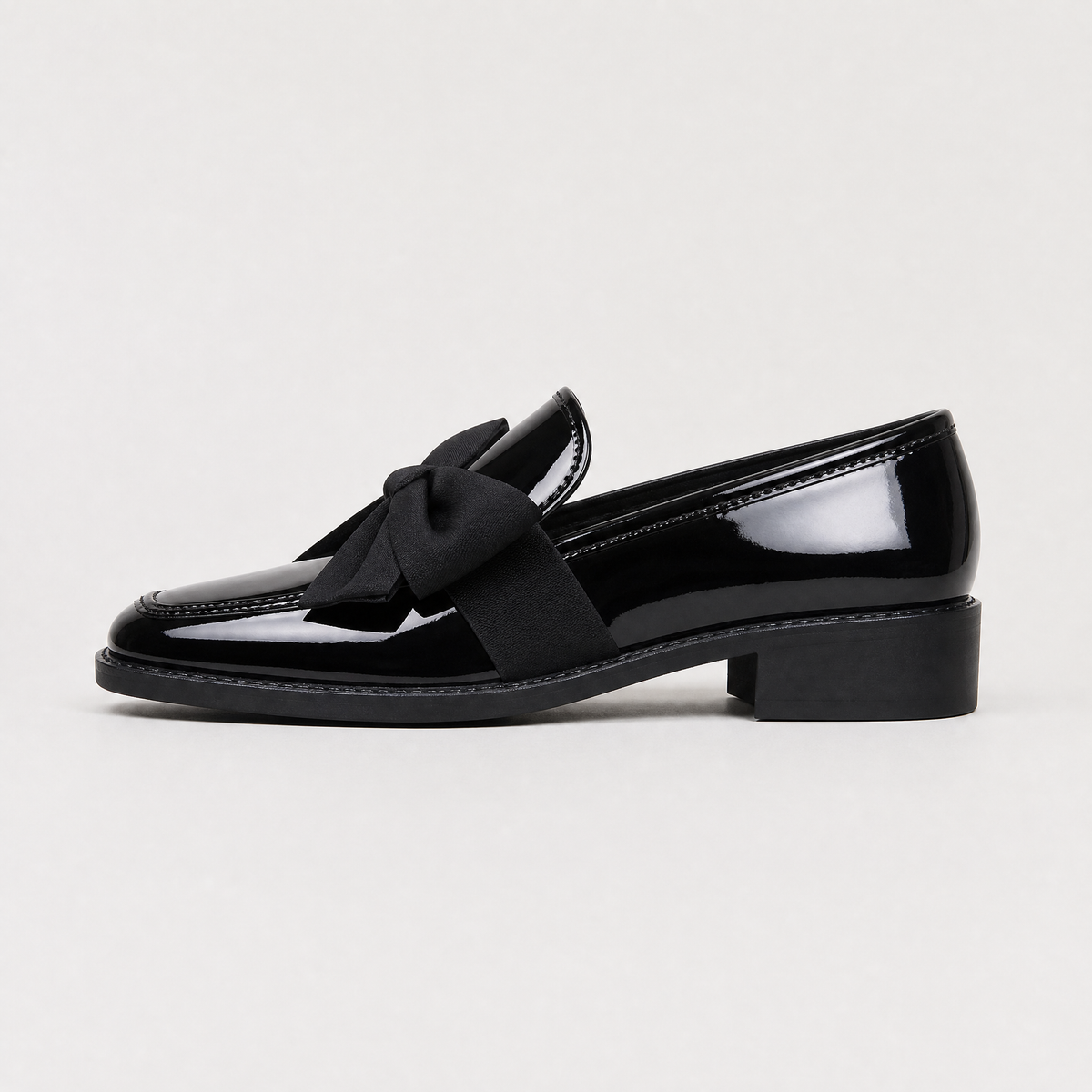 Square Toe Patent Bow Loafers
