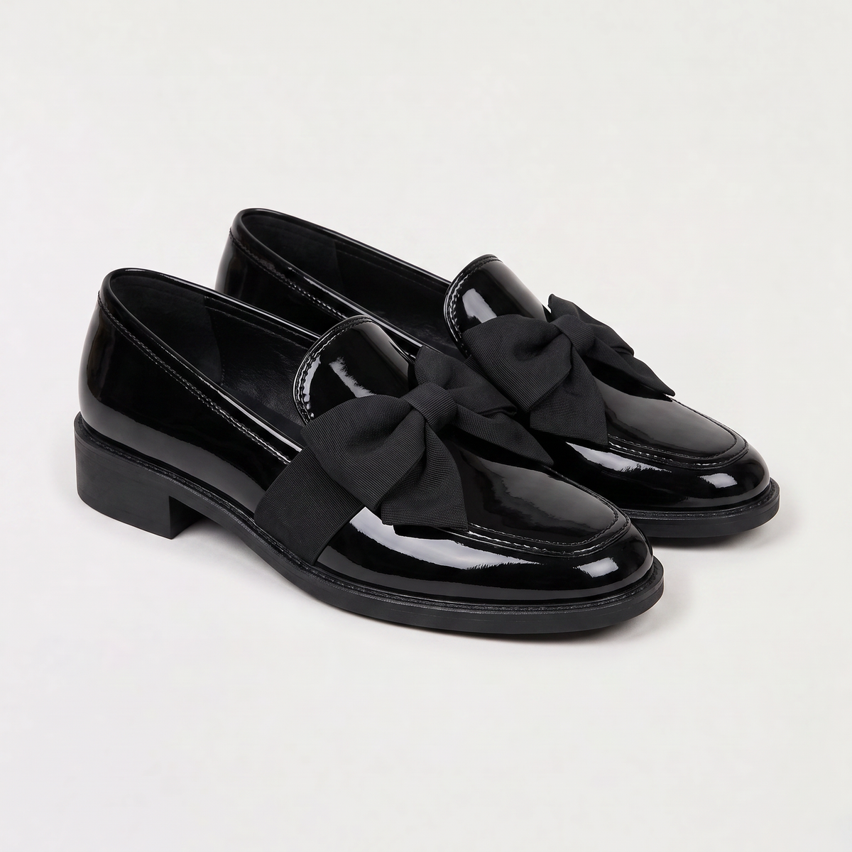 Square Toe Patent Bow Loafers