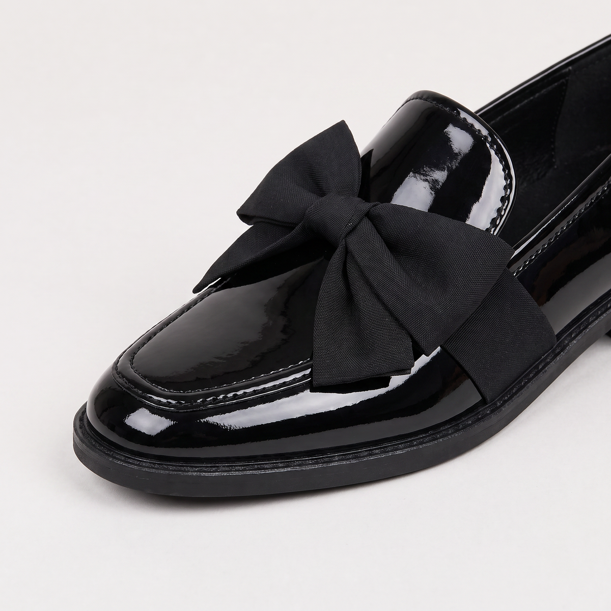 Square Toe Patent Bow Loafers