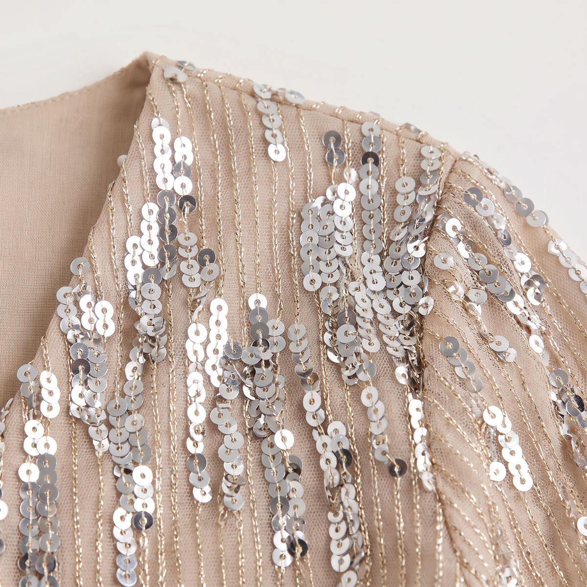 Long Sleeve Sequin V-Neck Blouse