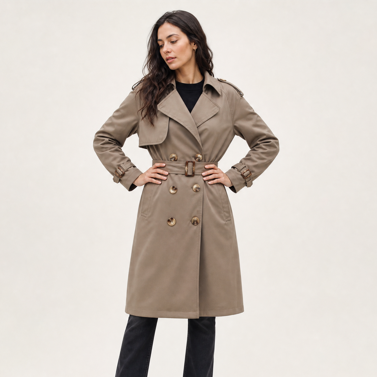 Single Breasted Belted Trench Coat