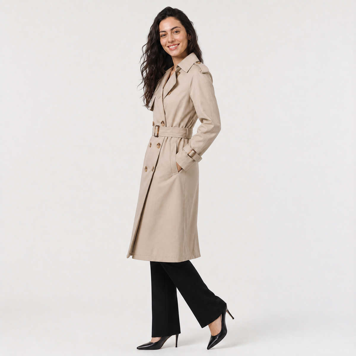 Single Breasted Belted Trench Coat