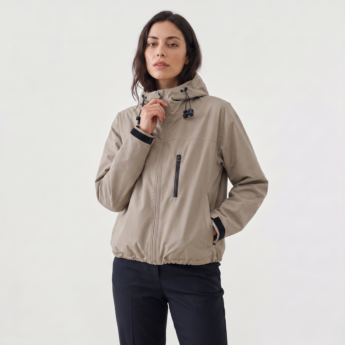 Short Hooded Rain Jacket