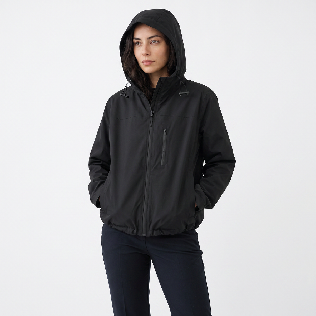 Short Hooded Rain Jacket