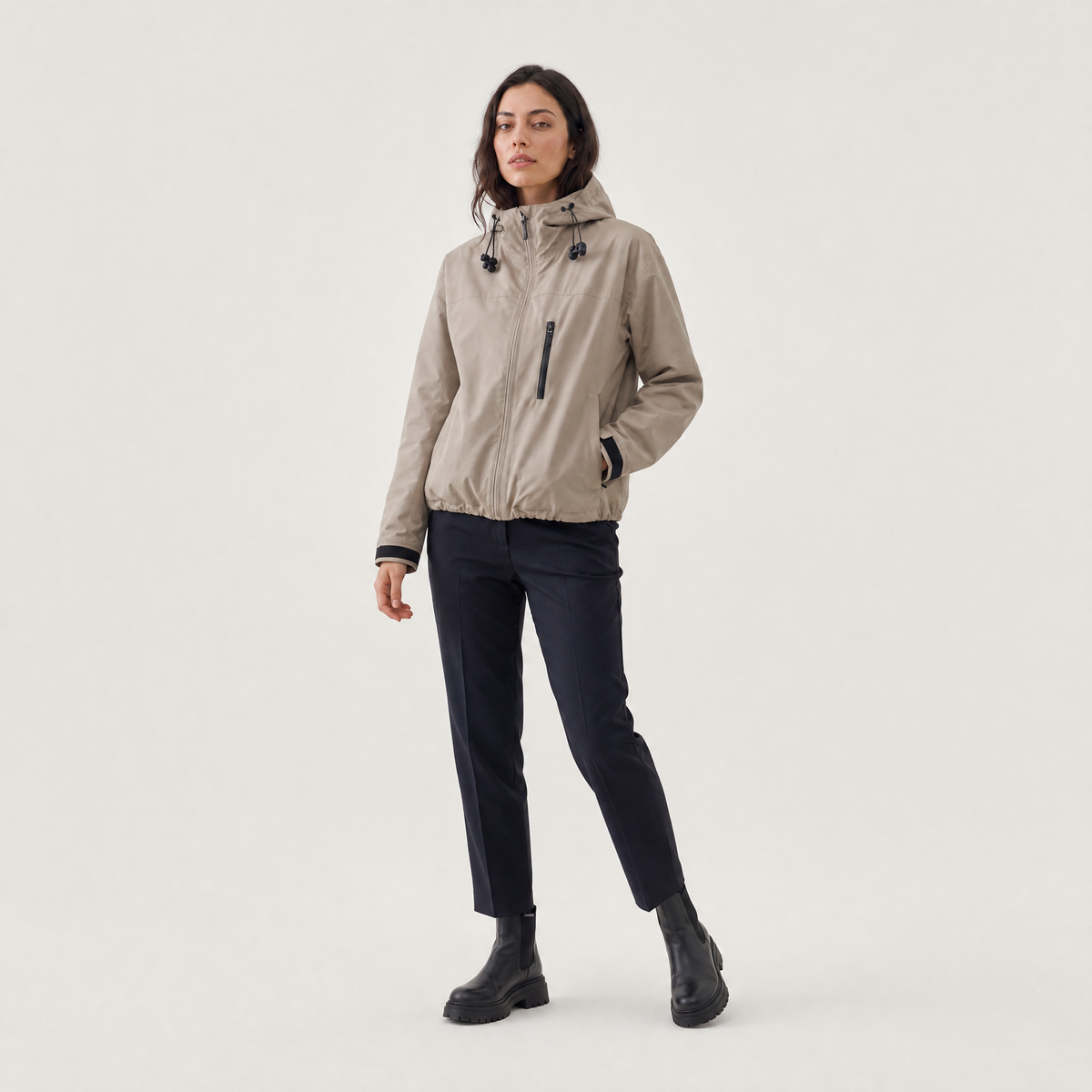 Short Hooded Rain Jacket