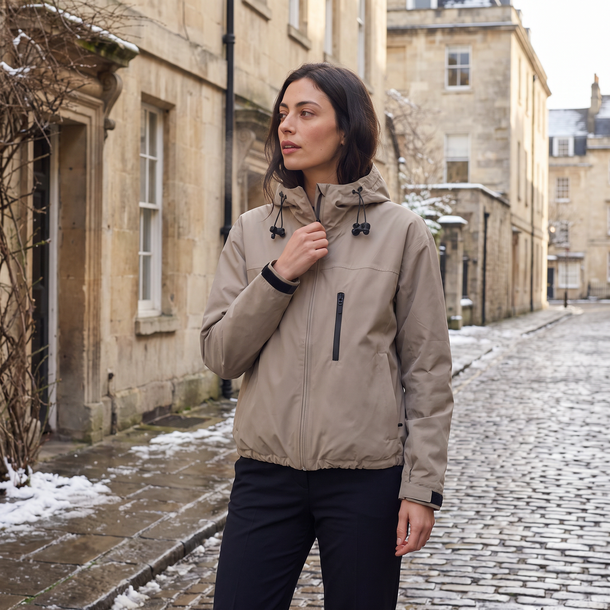 Short Hooded Rain Jacket