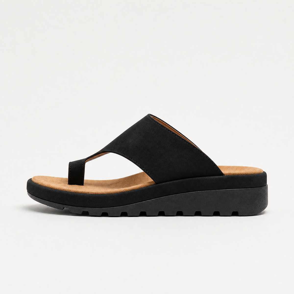 Toe Ring Slide Sandals - Wedge Sole