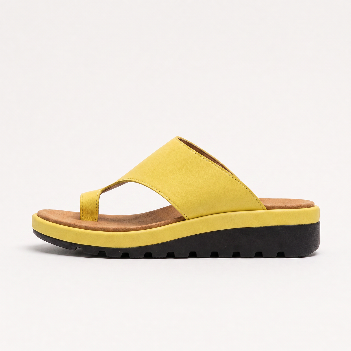Toe Ring Slide Sandals - Wedge Sole