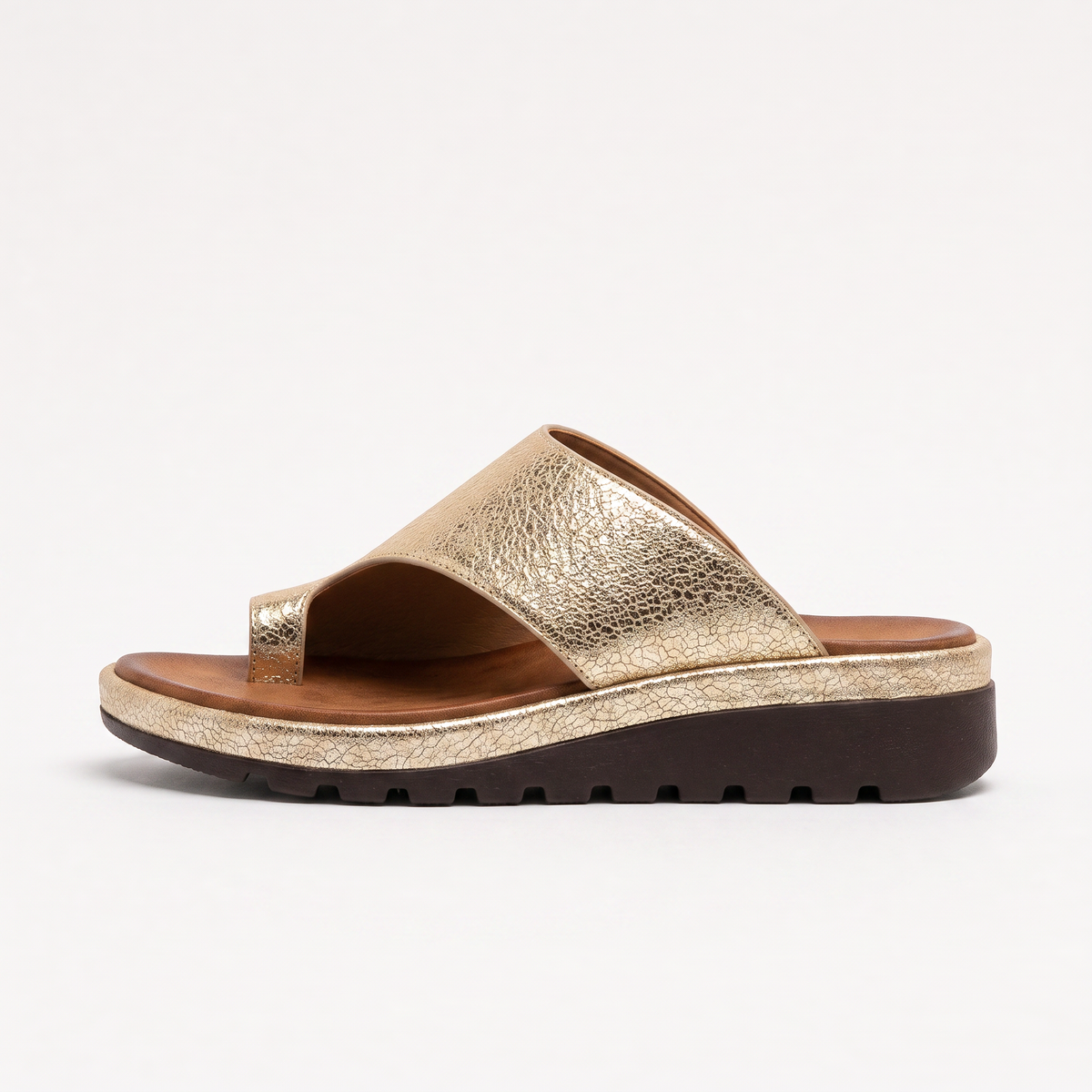Toe Ring Slide Sandals - Wedge Sole