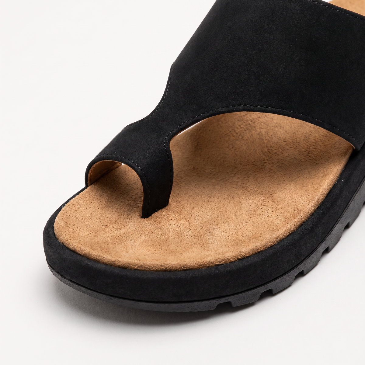 Toe Ring Slide Sandals - Wedge Sole