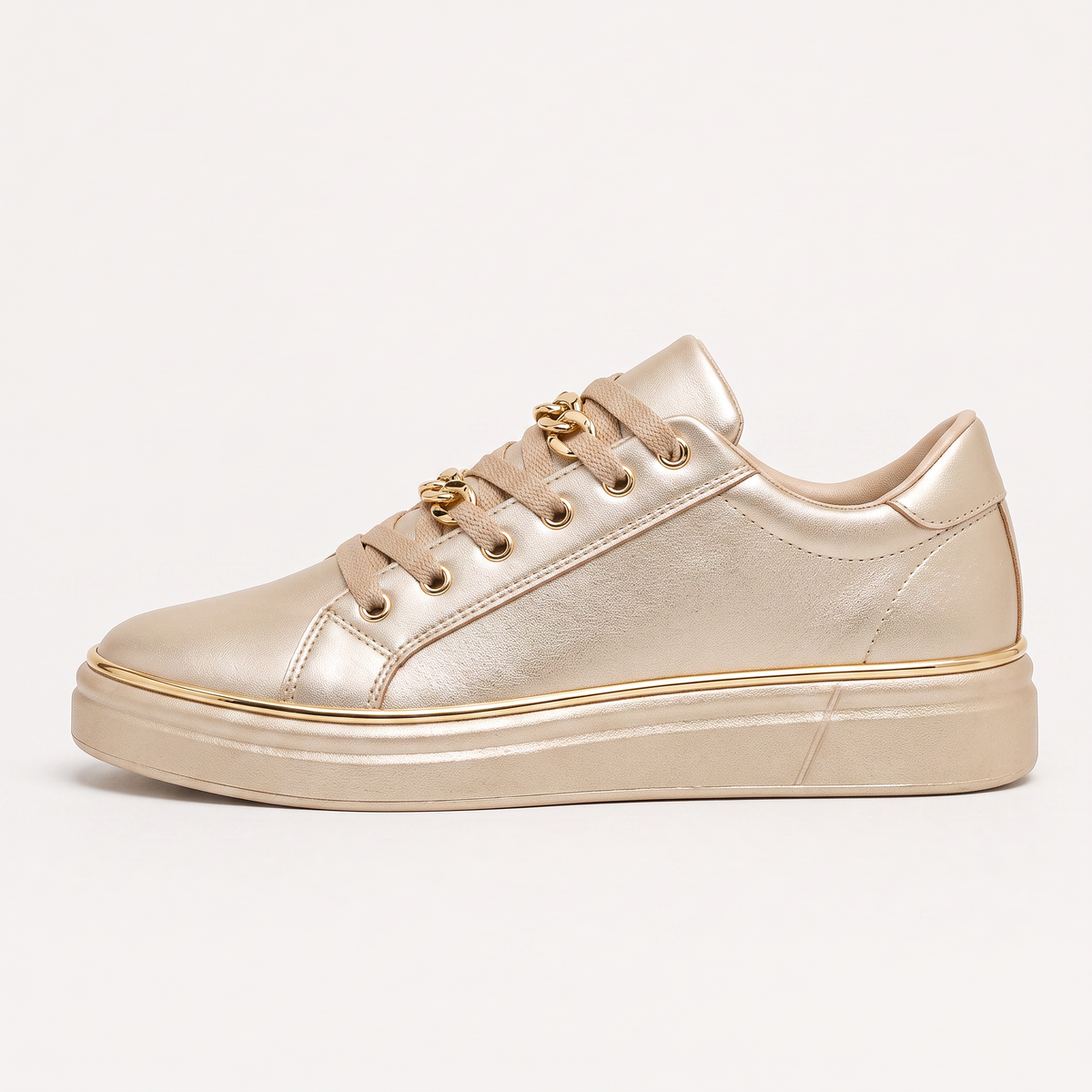 Orthopedic Lace-Up Trainers with Chain Detail