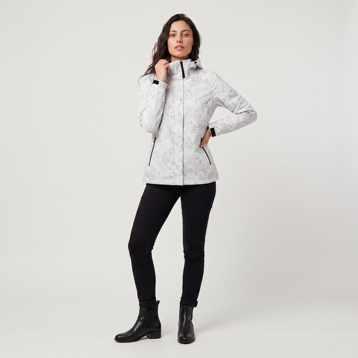 Leaf Print Waterproof Hooded Zip Jacket