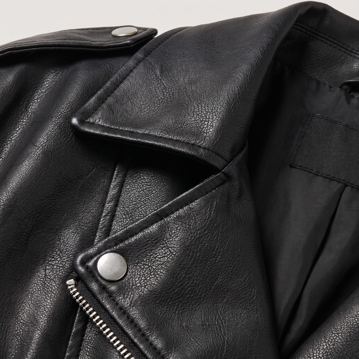 Leather Cropped Biker Jacket with Belt