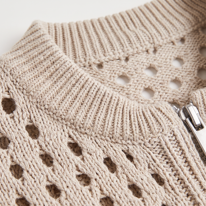 Hollow-Knit Zip Cardigan - Relaxed fit