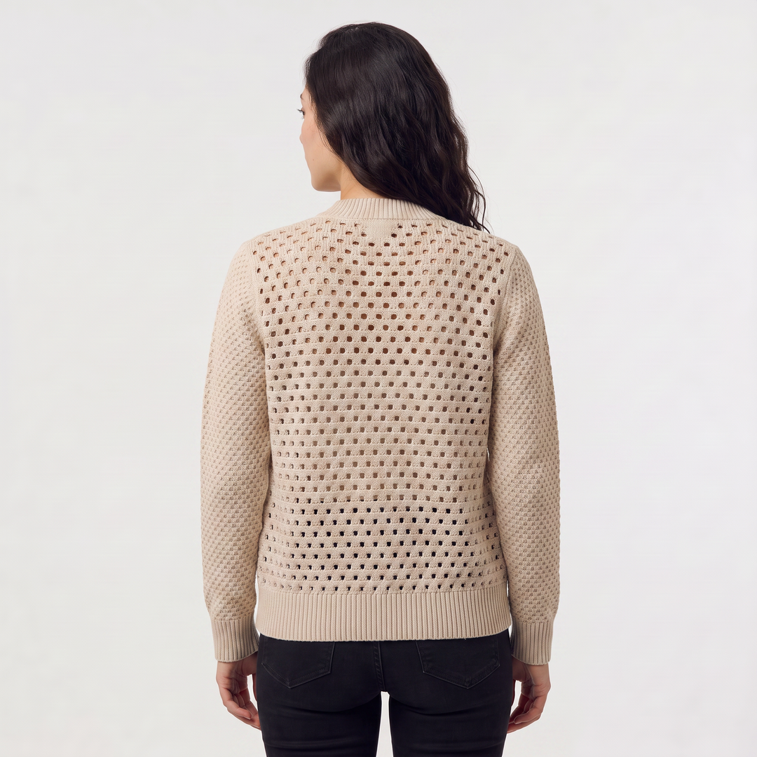 Hollow-Knit Zip Cardigan - Relaxed fit