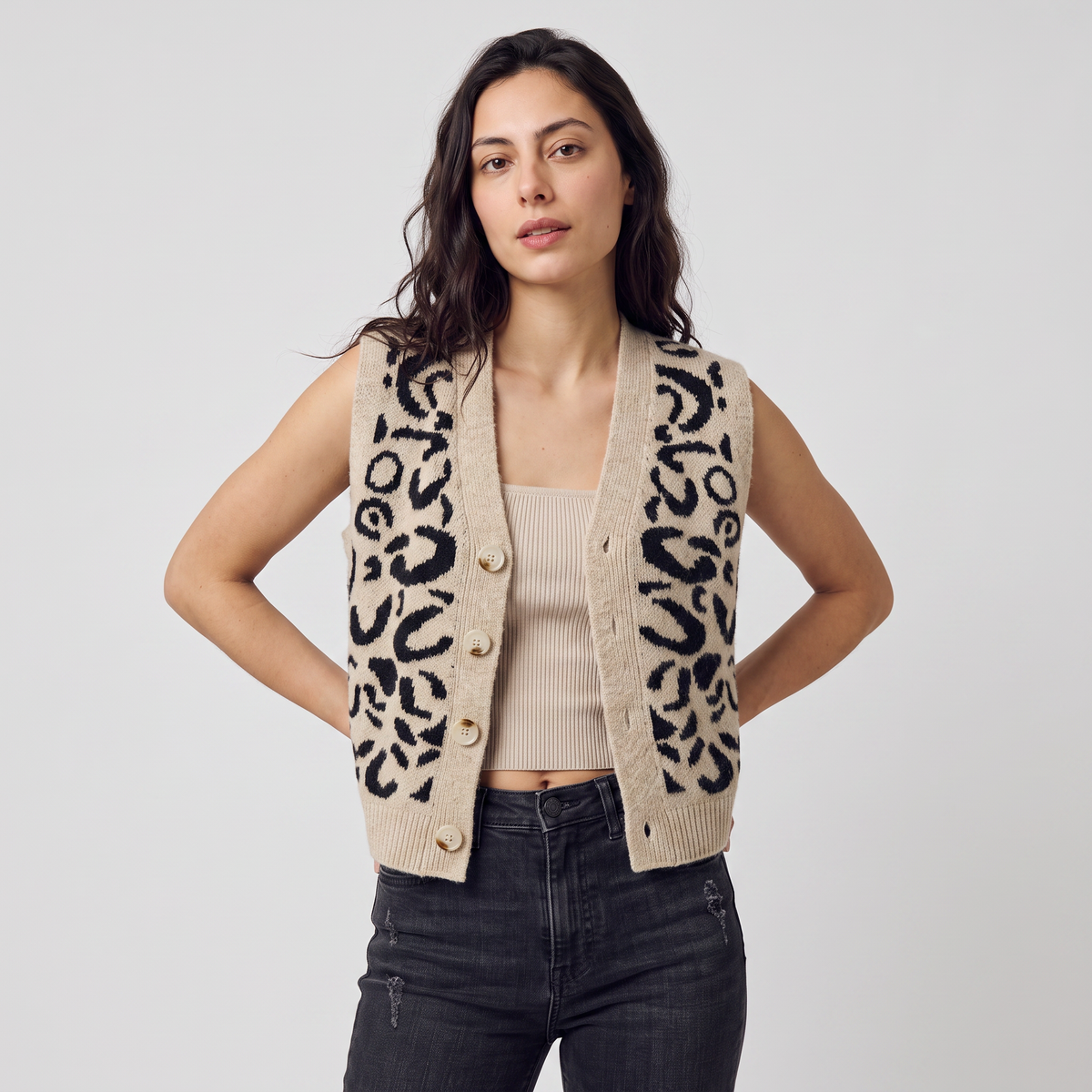 Patterned Button-Front Waistcoat