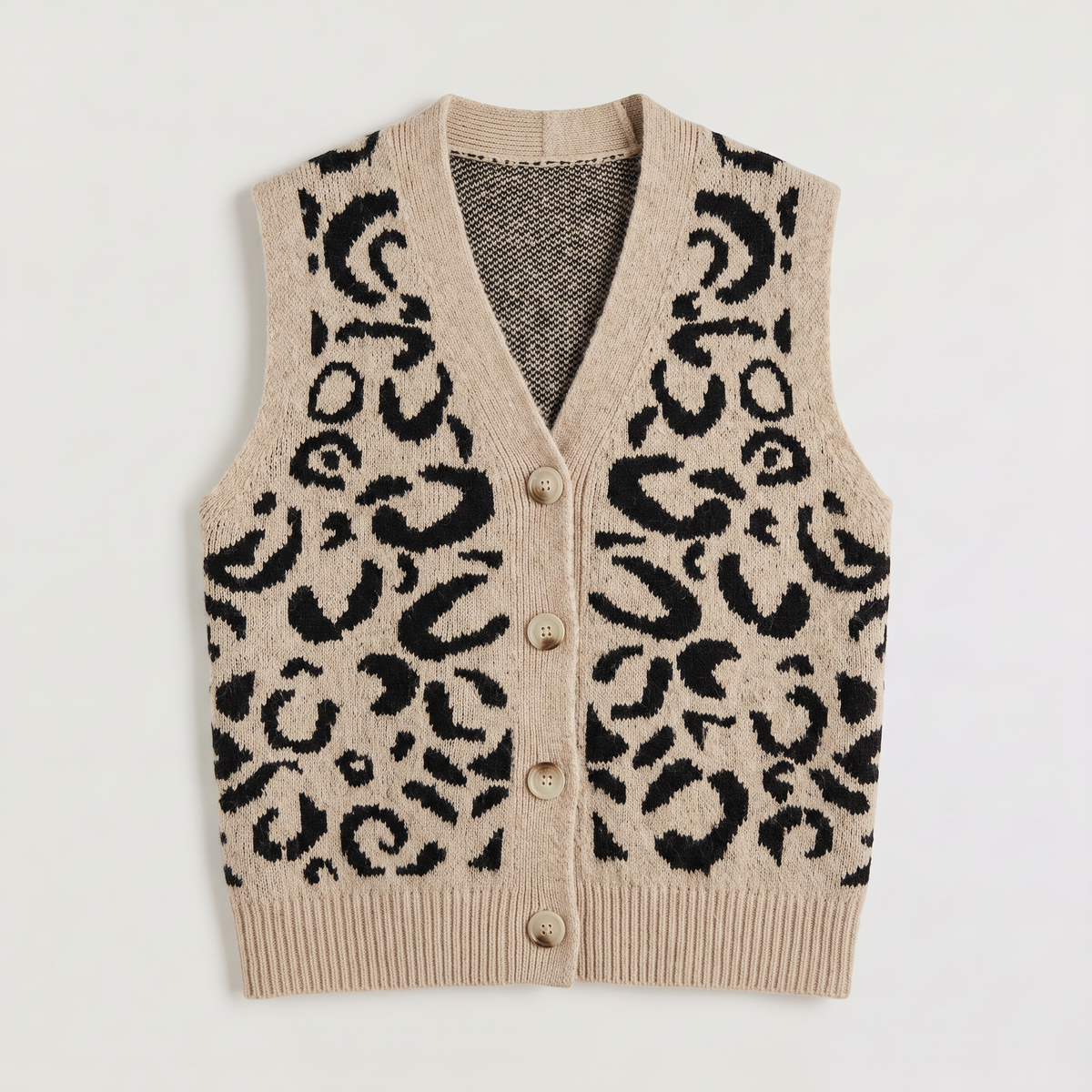 Patterned Button-Front Waistcoat
