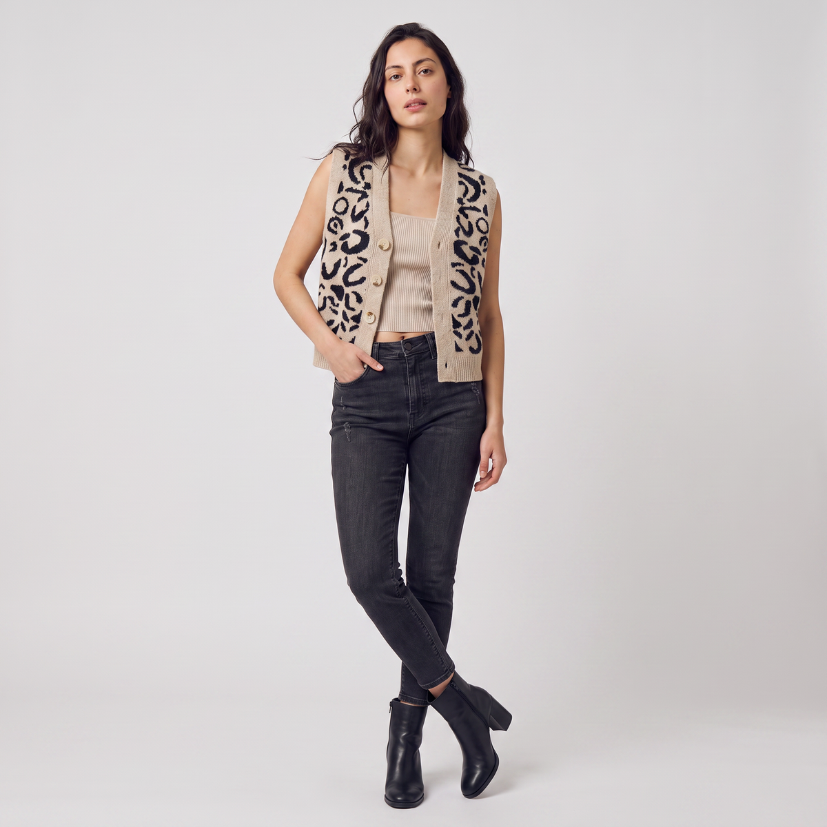 Patterned Button-Front Waistcoat
