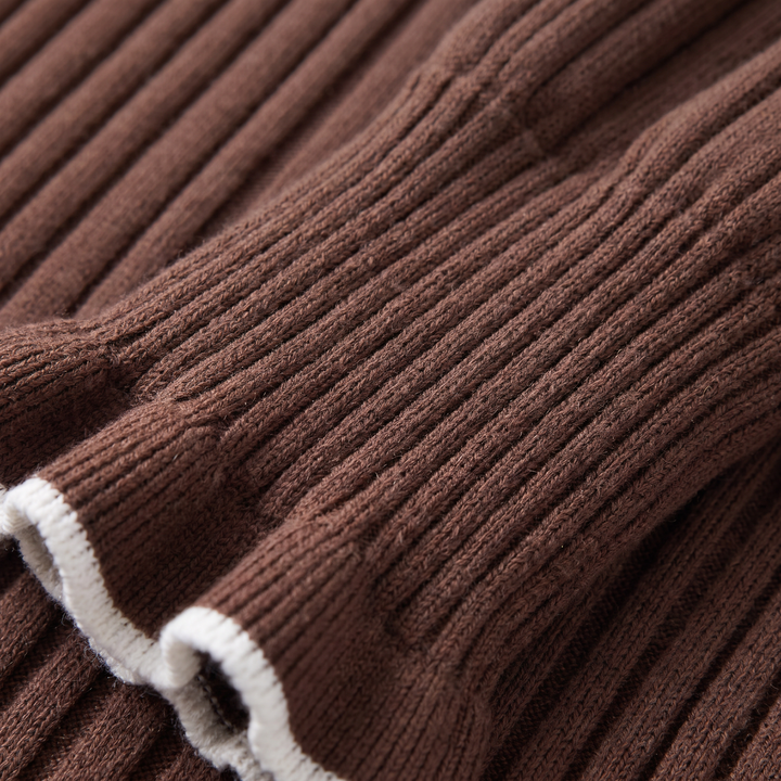 Ribbed Polo Knit Jumper - Fitted Top
