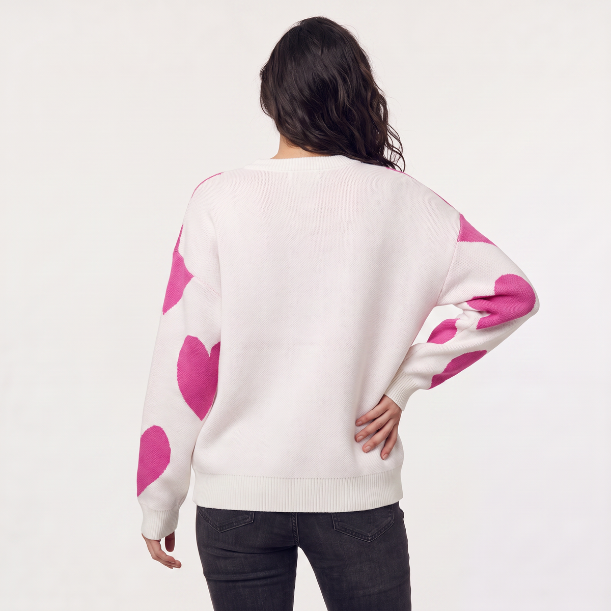 Heart Pattern Knitted Sweater