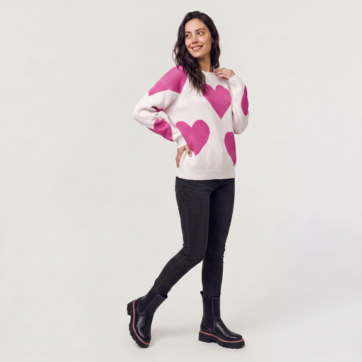 Heart Pattern Knitted Sweater