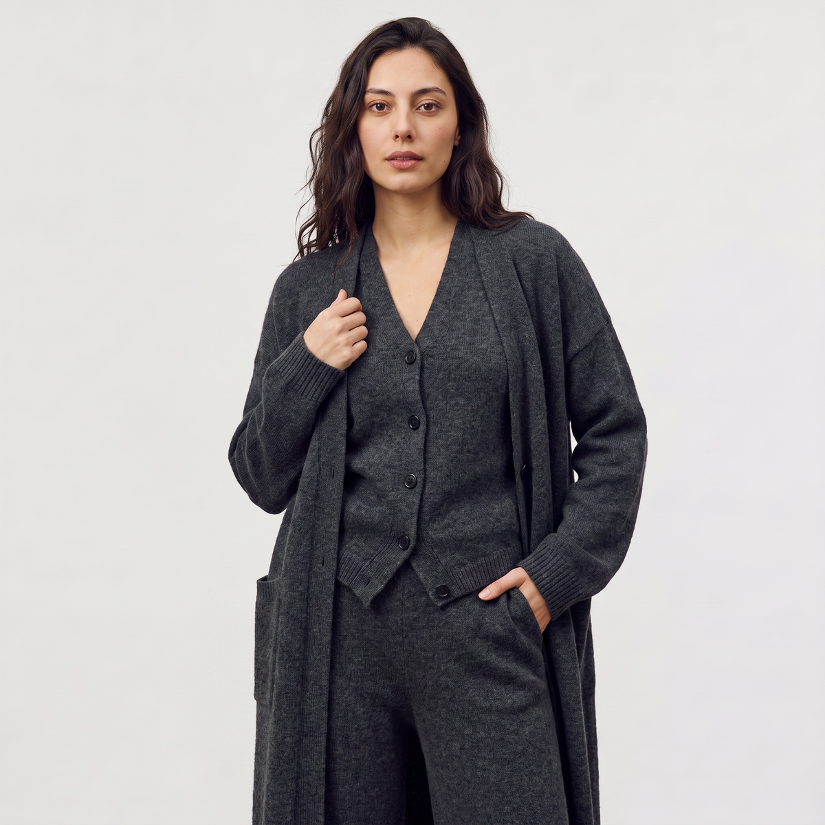 Three-Piece Knitted Cardigan Set
