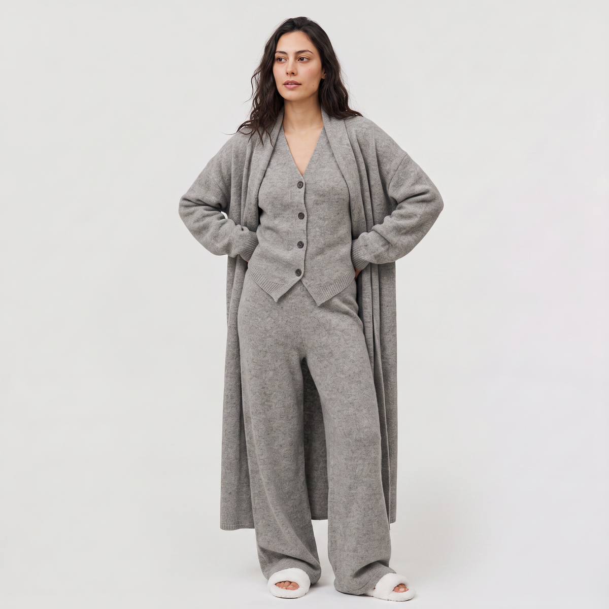 Three-Piece Knitted Cardigan Set