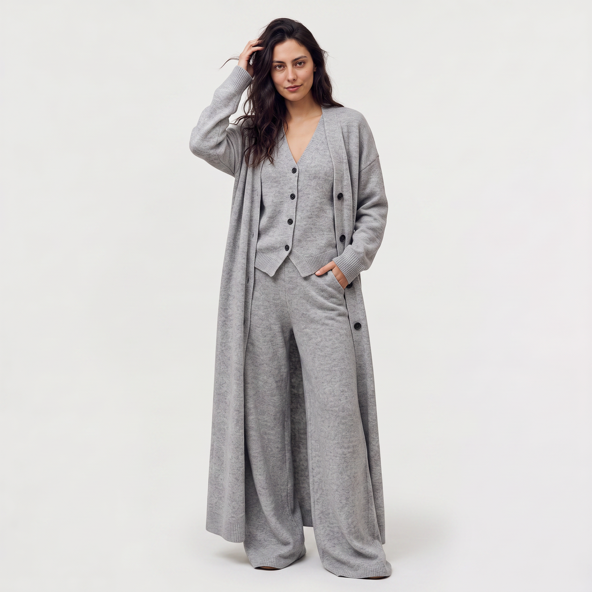 Three-Piece Knitted Cardigan Set