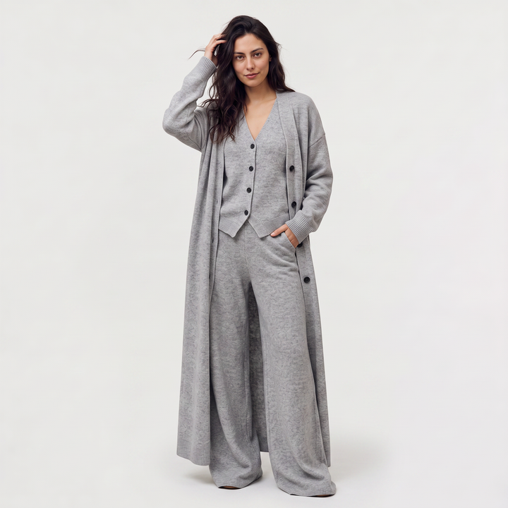 Three-Piece Knitted Cardigan Set