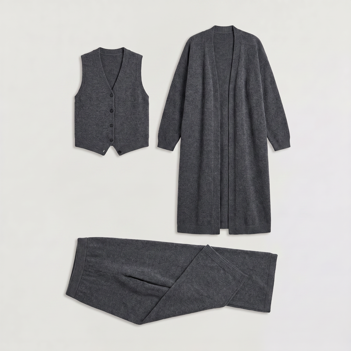 Three-Piece Knitted Cardigan Set