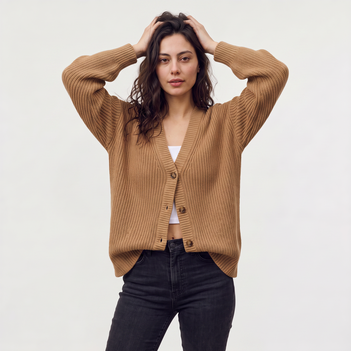 Evelyn V-Neck Button-Front Knit Cardigan